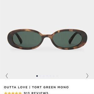 Le Specs Tortoise Frame Sunglasses with Green Lenses